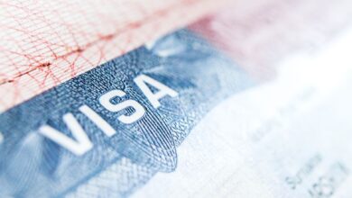 Closeup of United States visa document